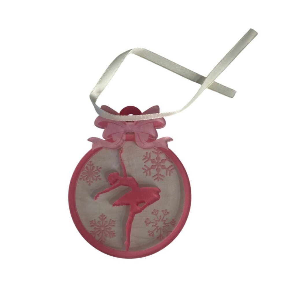 Ballet Christmas Tree Ornament Ballerina Snowflakes Design Pink White New
